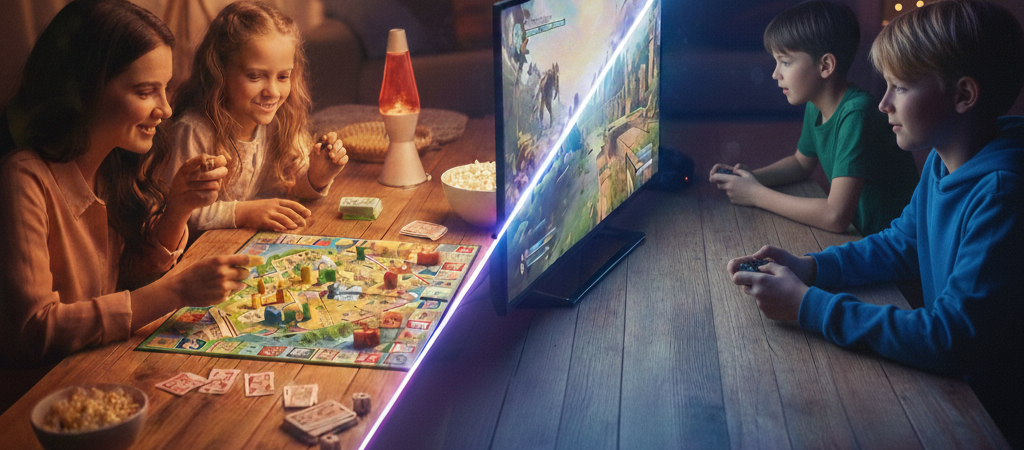 Tabuleiro ou Videogame? O Duelo da Diversão em Família